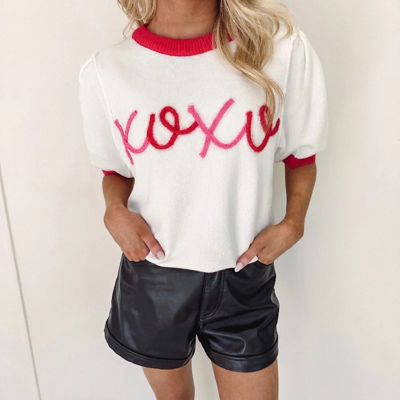 XOXO Puff Sleeve Sweater Top