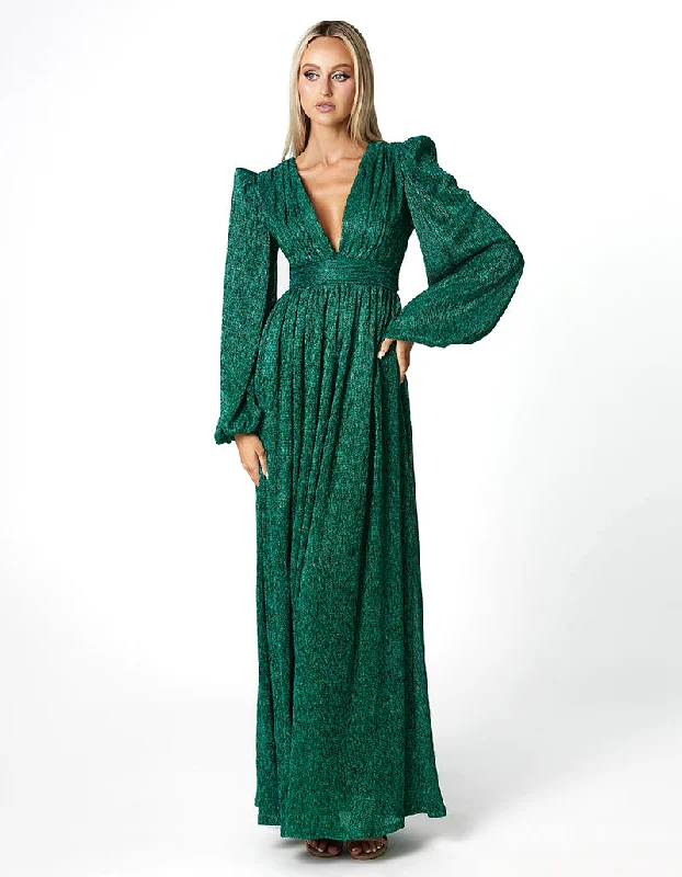 DOMINIQUE V NECK LONG SLEEVE MAXI BL66D22L