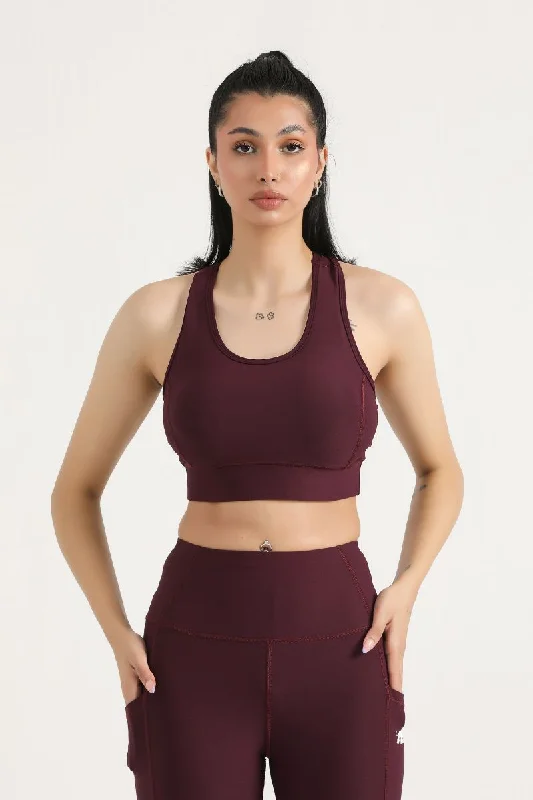 PRO PADDED SPORTS BRA- BURGUNDY