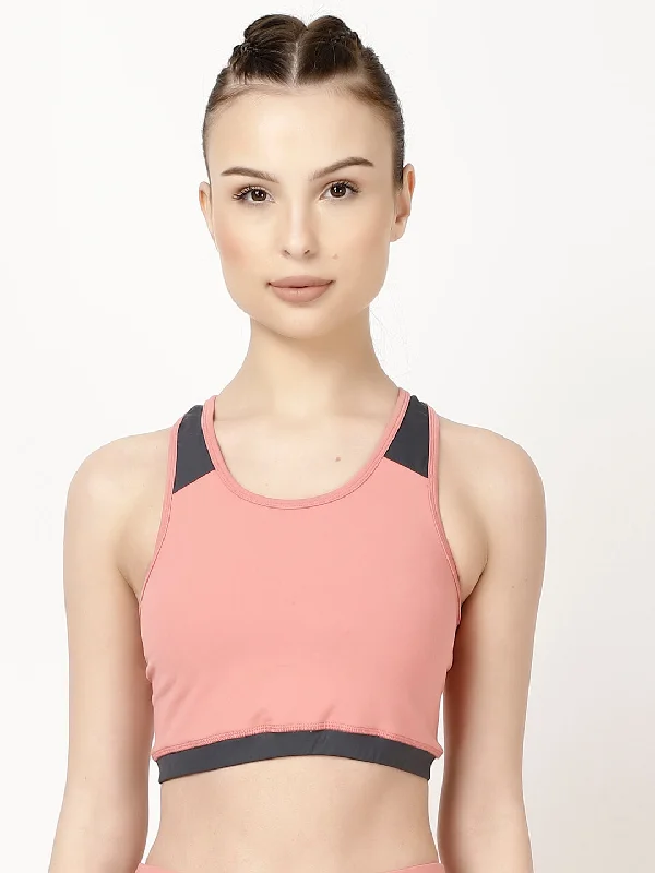 Peach Grey Sports Bra