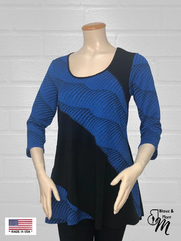 Asymmetrical Color Block scoop neck multi media top - Regular and Plus Sizes Available