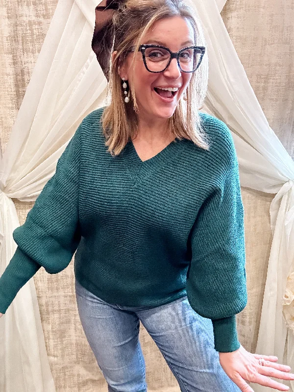 Deep Green Ribbed Sweater