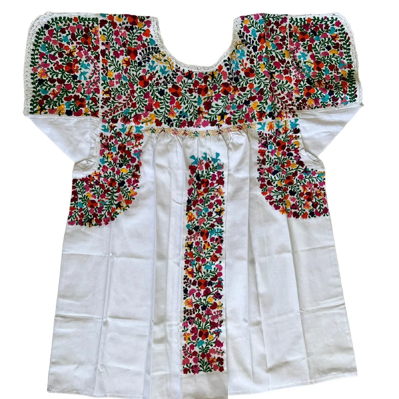 White/Multi Short Sleeve Blouse (Large/XL)