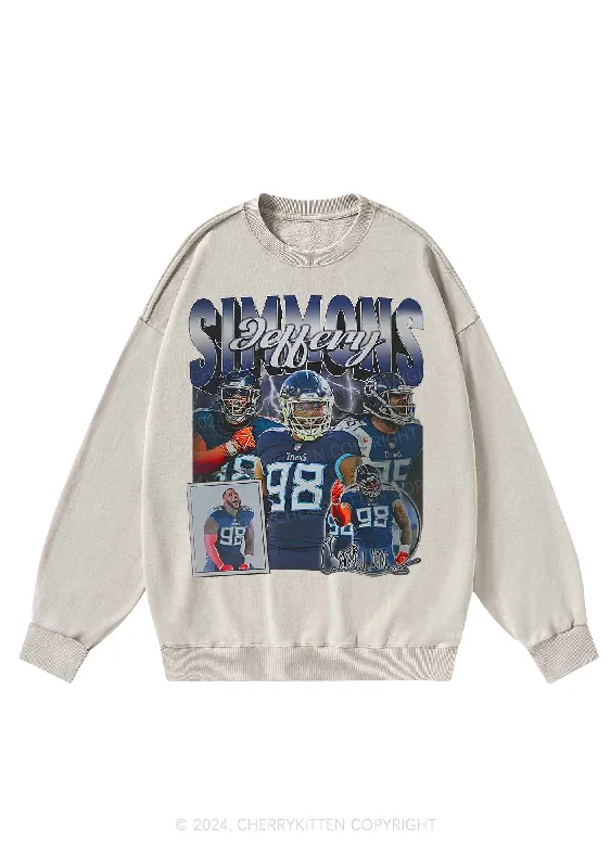 Blue JS Y2K Super Bowl Washed Sweatshirts Cherrykitten