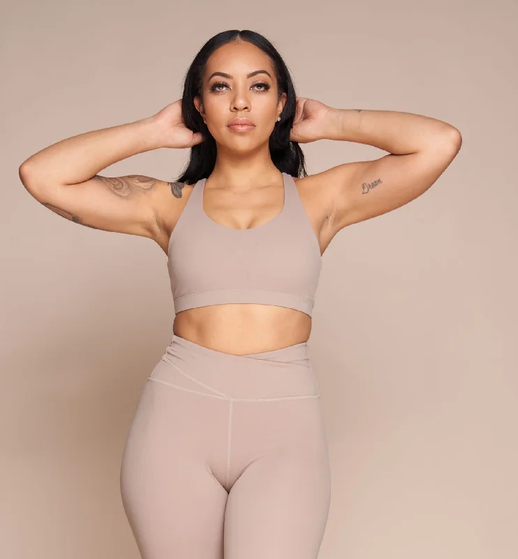 Refocus Me (Beige) Sports Bra