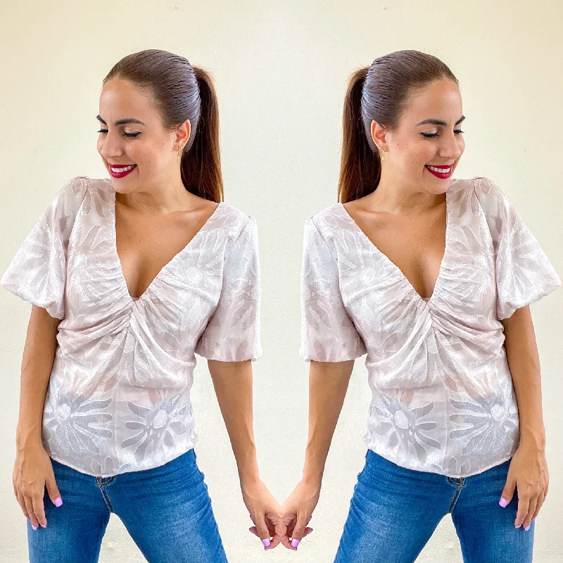 L.T Sand/White Luxe Blouse