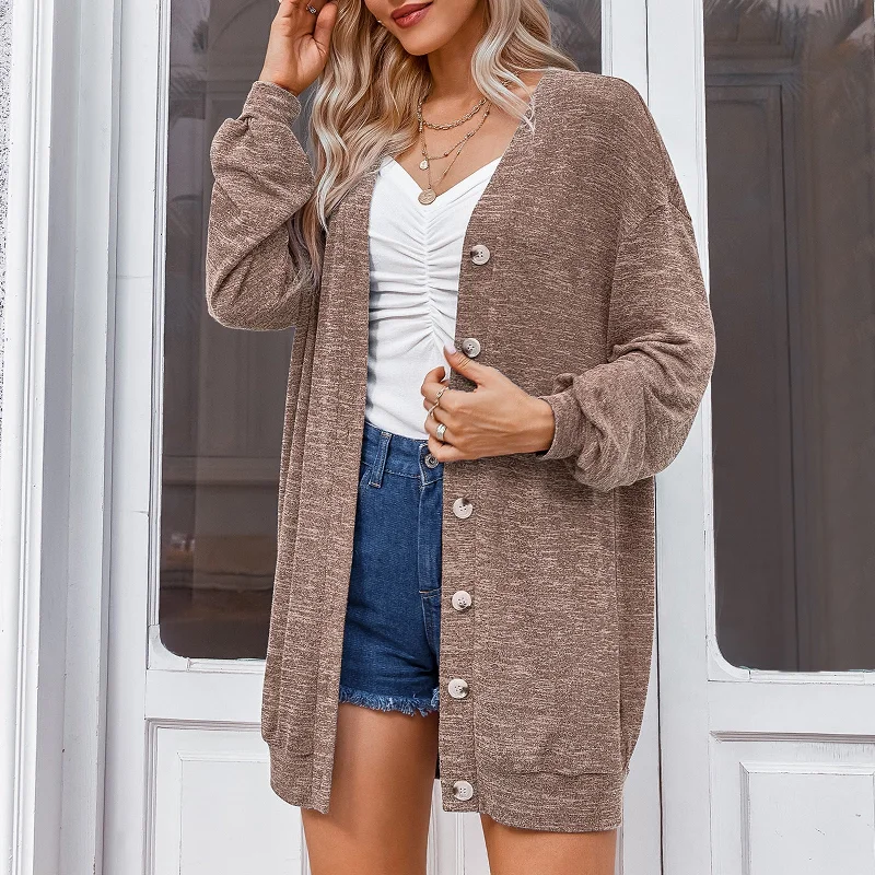 Casual Mid-Length Women Outerwear Knitted Sweater Wholesale Cardigan