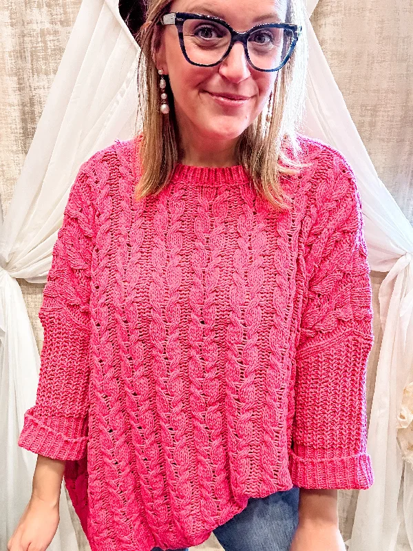 Fuchsia Cozy Knit Sweater