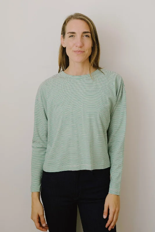 longsleeve - luana - green / light rose