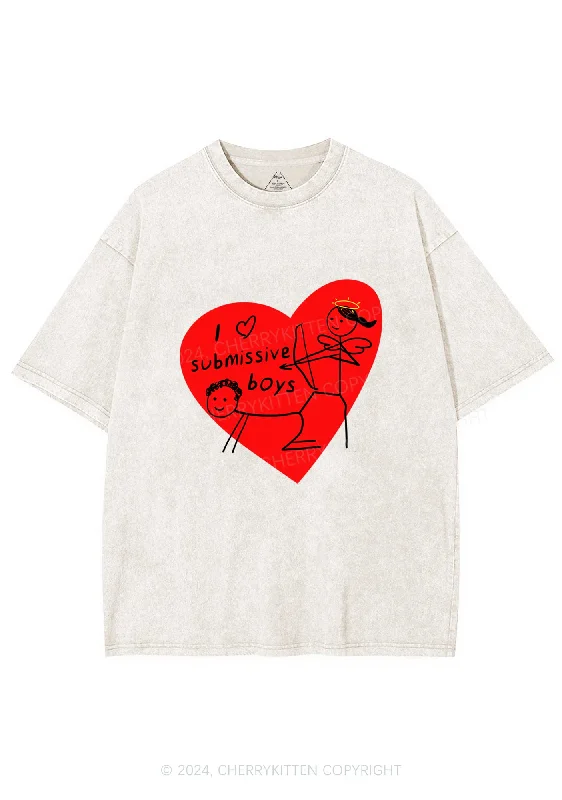 Girl Love S Boys Y2K Valentine's Day Washed Tee Cherrykitten