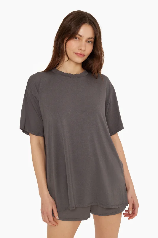 SLEEP JERSEY OVERSIZED BOYFRIEND SLEEP TEE - GRAPHITE