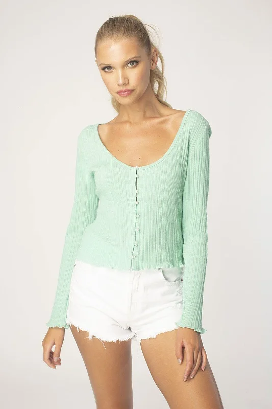 Mint Button up cardi