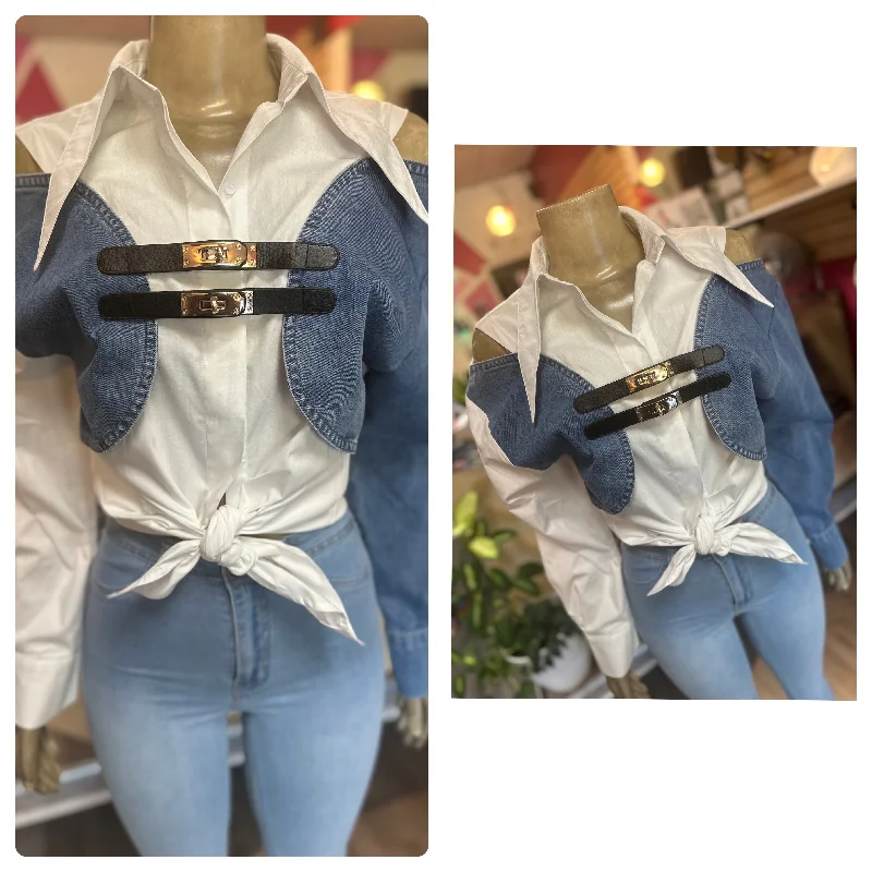 Denim Cold Shoulder Top