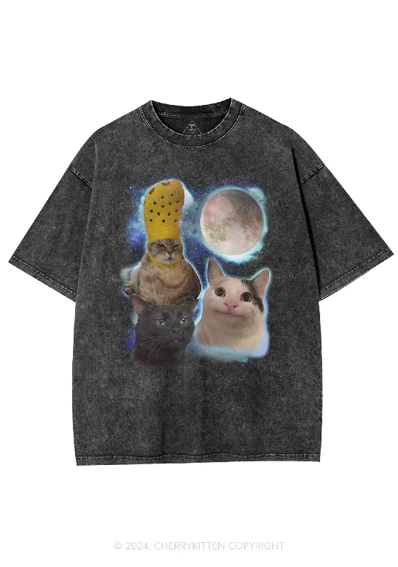 Three Cats Moon Y2K Washed Tee Cherrykitten