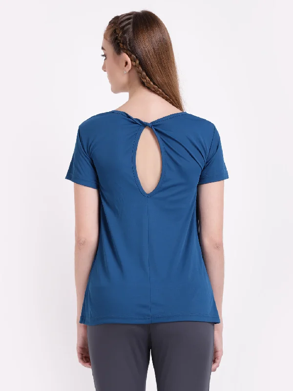 Teal Twisty Back Tee