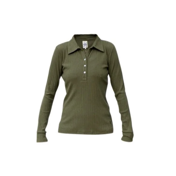 Alva Long Sleeve Polo Tee Green Olive