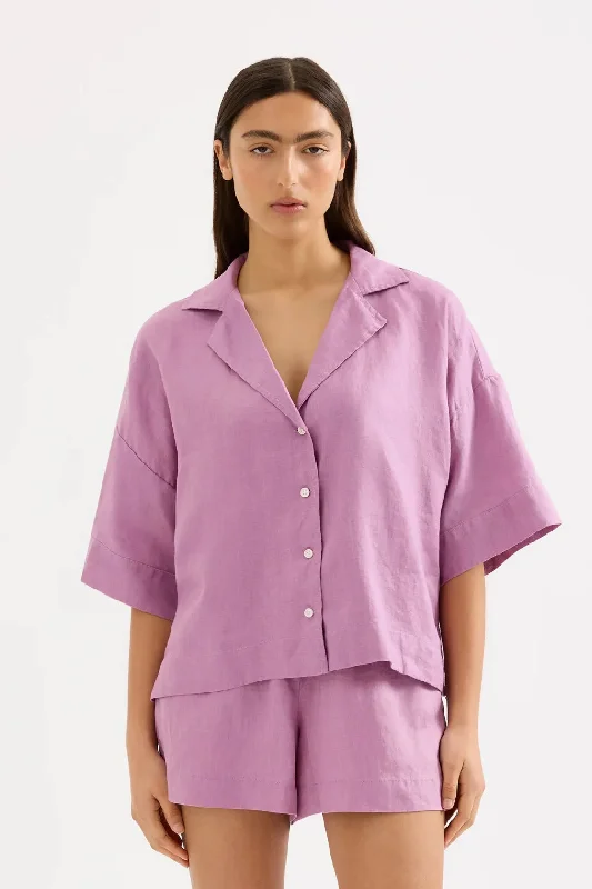 Nude Lucy Lounge Linen Shirt in Grape