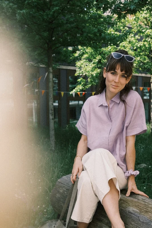 linen blouse - tona - lilac