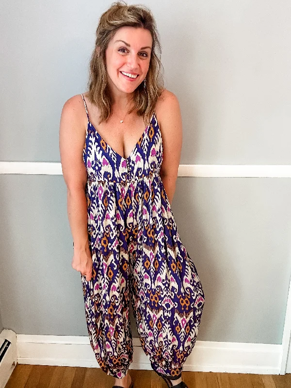 Navy Printed Jumpsuit