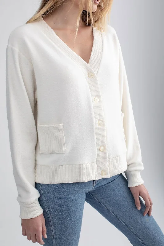 Boyfriend Button Up Cardi Ivory