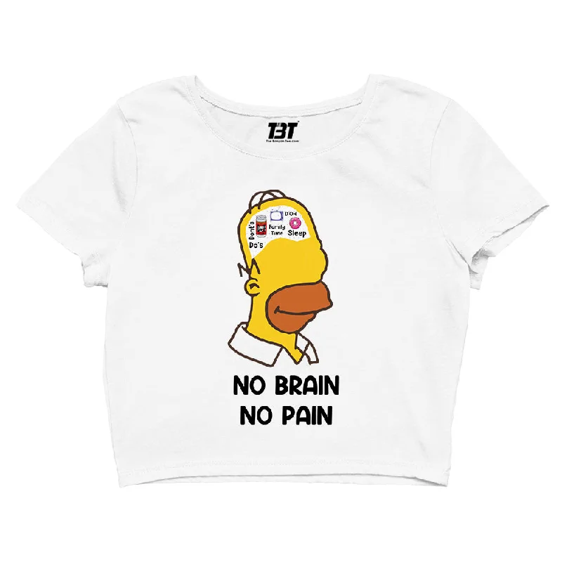 The Simpsons Crop Top - No Brain No Pain