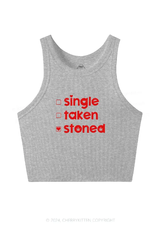 Single Taken Stoned Y2K Valentine's Day Crop Tank Top Cherrykitten