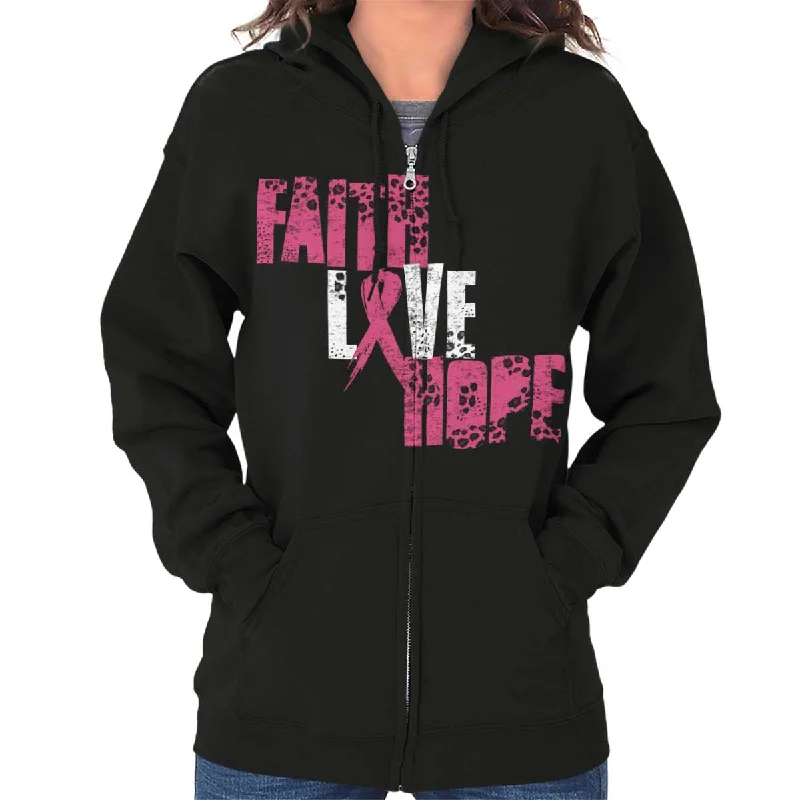 Pink Faith Love Hope Zip Hoodie