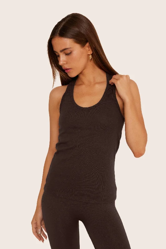 CLASSIC COTTON DAILY RACER TANK - ESPRESSO