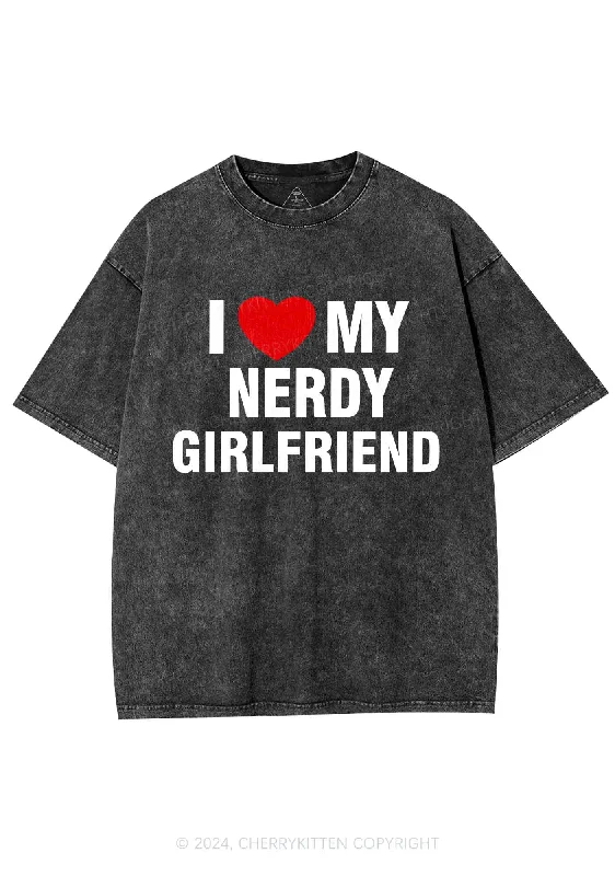 Love My Nerdy Girlfriend Y2K Valentine's Day Washed Tee Cherrykitten