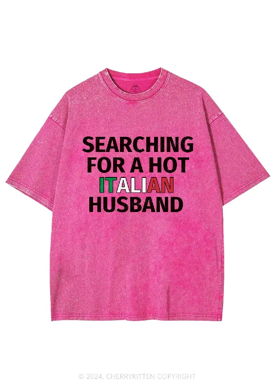 Hot Italian Husband Y2K Valentine's Day Washed Tee Cherrykitten