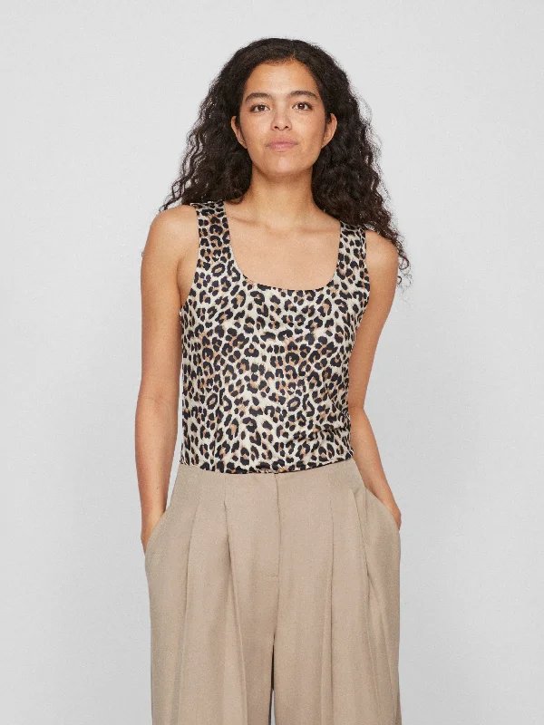 Kennza O-Neck Tank Top (Carmel Cafe/Leopard)