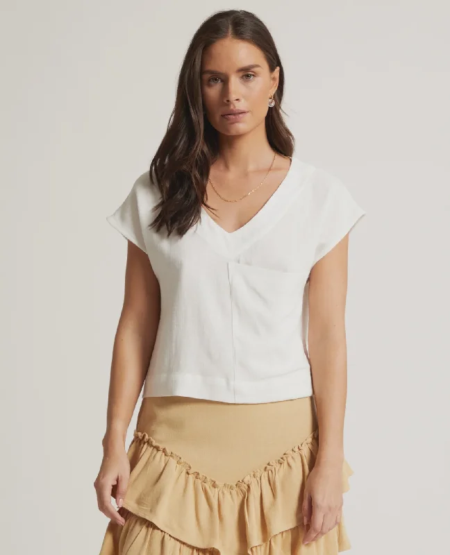 Fawn Cropped Blouse - White