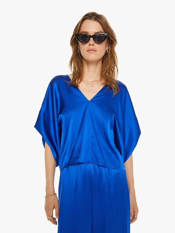 SABLYN Lido V-Neck Tee With Fold Back - Lapis