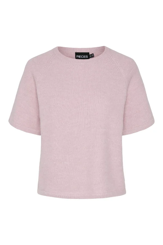 Pieces - Pcmikela Ss O-Neck Knit Mm - 4664282 Dawn Pink