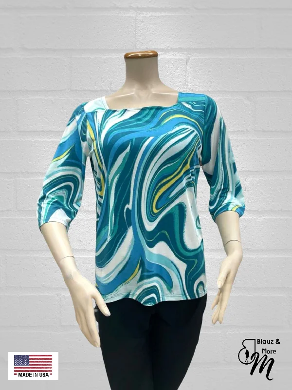 Square Neck 3/4 Sleeve Top - T544