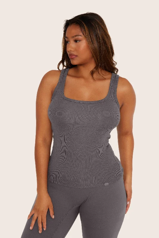 RIBBED MODAL BODY TANK - GRAPHITE