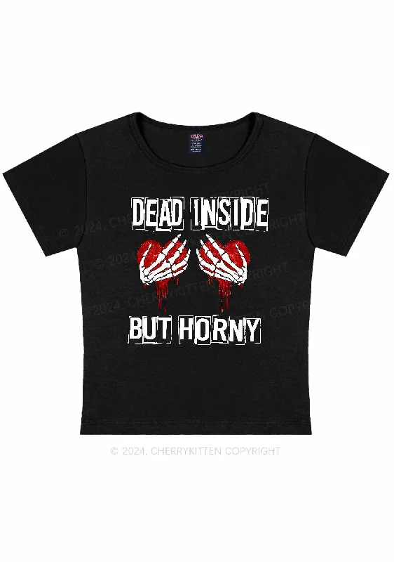 Dead Inside But Hxrny Y2K Valentine's Day Baby Tee Cherrykitten